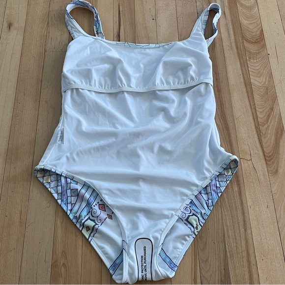 NACRE Voyage Tank One-Piece Swimsuit Pastel Watercolor Bird Print - Sz M-L - Picture 9 of 15